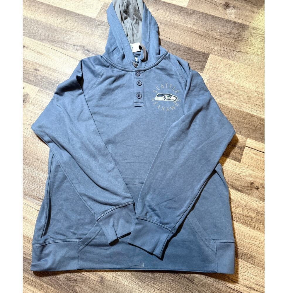 Seattle Seahawks NFL Pullover Hoodie Men’s Blue Henley Sweatshirt XL NWT